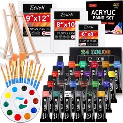 ESRICH Acrylic Paint Canvas Set, 42 9.74 Fluid Ounces (Pack of 1), 24 Color