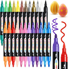 TBC the Best Crafts 24 Colors Dual Tip Acrylic Paint Markers,Waterproof