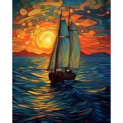 Paint Numbers DIY Adult Canvas Sailboat Sunset Landscape Art Craft Kit 16×20