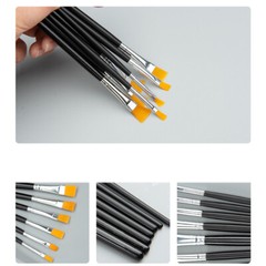 Artists Brush Flat Paint Brushes Nylon Hair Making Art Oil Watercolour 4 – 14mm