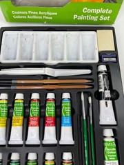 Reeves Acrylic Colour Complete Painting Set Paints Brushes Boards Palette + More