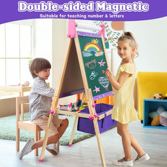 Wooden Art Easel for Kids,Double Sided Adjustable Magnetic Drawing Board | Kids