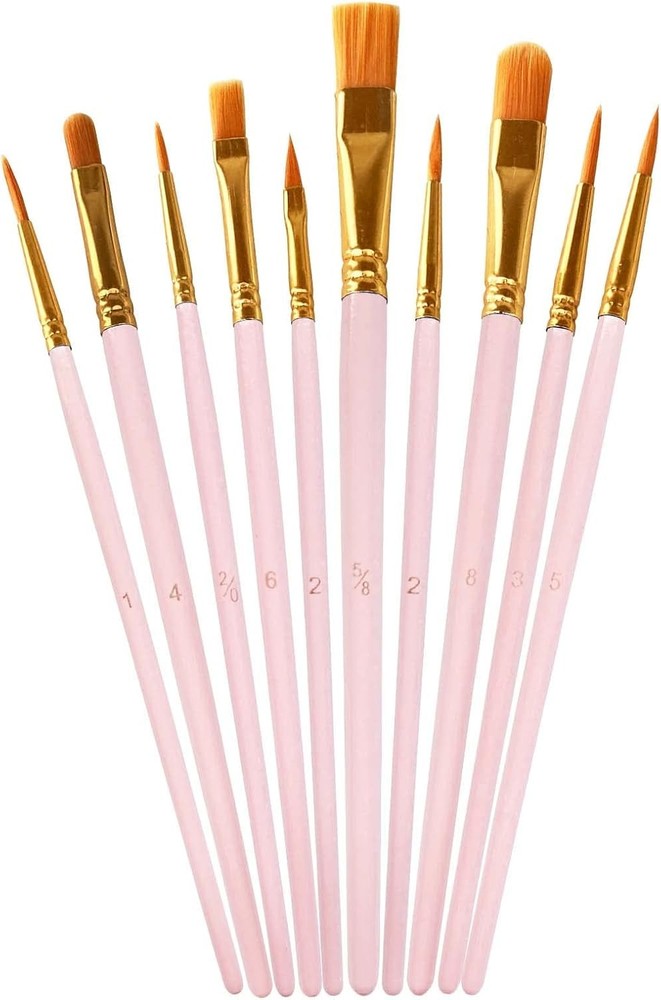 1 Pack Paint Brushes Set, 10 Pcs Nylon Hair Painting Brushes for Watercolor