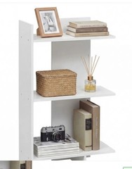White 3-Tier Wooden Bookshelf, Engineered Board 66LBS Per Shelf Anti-Toppling Ki