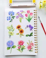Watercolor Workbook 15 Beautiful Flowers Paintings for Adults &Teens Beginner…