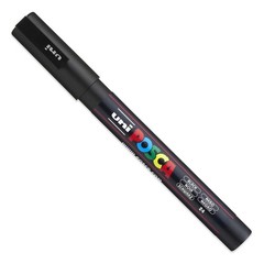 3-Pack Black Paint Marker Pens Set PC-1MR PC-1M PC-3M Fine Tip Markers
