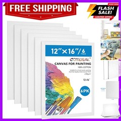 Canvases for Painting, 12×16 inch of 6 Pack, Professional Primed White Blank …