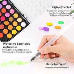Watercolor Paint,48 Colors Washable Watercolor Paint Set With Brush, Refillab…