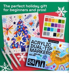 24 Acrylic Paint Markers for Fabric, Rocks, Paper, Wood, Canvas, Glass, DIY -…