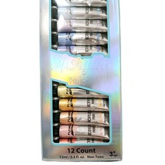 Art Acrylic Paint Set 12 Tubes Blends Easily Non Toxic Satin Finish Any Surface