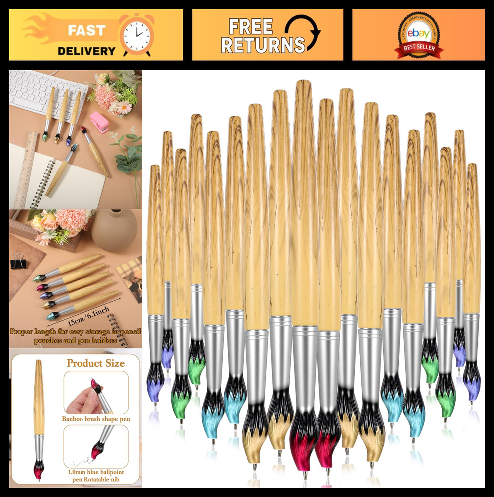 30 Paintbrush Pens – Retractable Bamboo Ballpoint Pens for Art Gifts & Party Fav