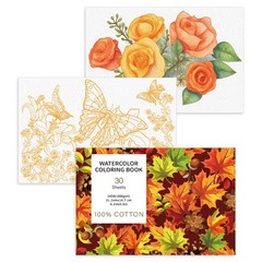 30 Sheets Coloring Book, A5 (8.3 x 5.8) Workbook, 140 lb/300 GSM Flower Water…