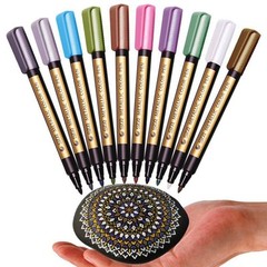 10 Pcs Metallic Marker Pens Colorful Highlighter Student Art Drawing Grffiti Set