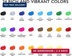 24 Acrylic Paint Set Non Toxic Art Kit with Brushes Canvas Wood Rock