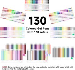 Shuttle Art 260 Pack Gel Pens Set, 130 Colors with 130 Refills for Adults Colori