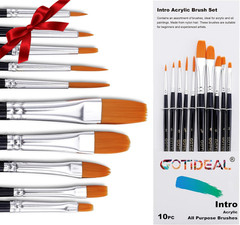 Paint Brush Set, 10 Pcs round Pointed Tip, Small Nylon Hair Brushes for Acrylic,