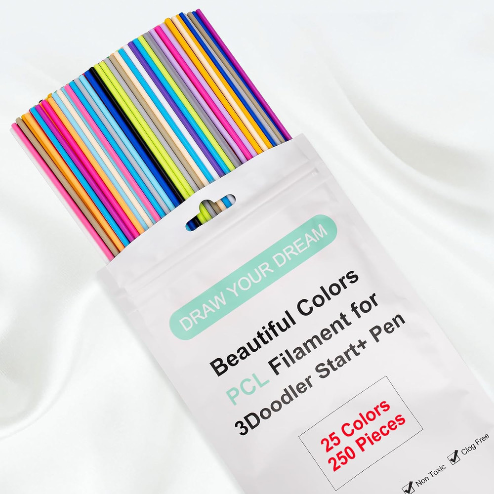 25 Colors 250 Strands 3D Doodler Refill Packs for 3Doodler Start+ Pen 2.5Mm 3D D