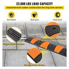1 Pack 2 Channel 72.8” x 12.2“ x 2.2” Rubber Speed Bump 22000 LBS Load Capacity