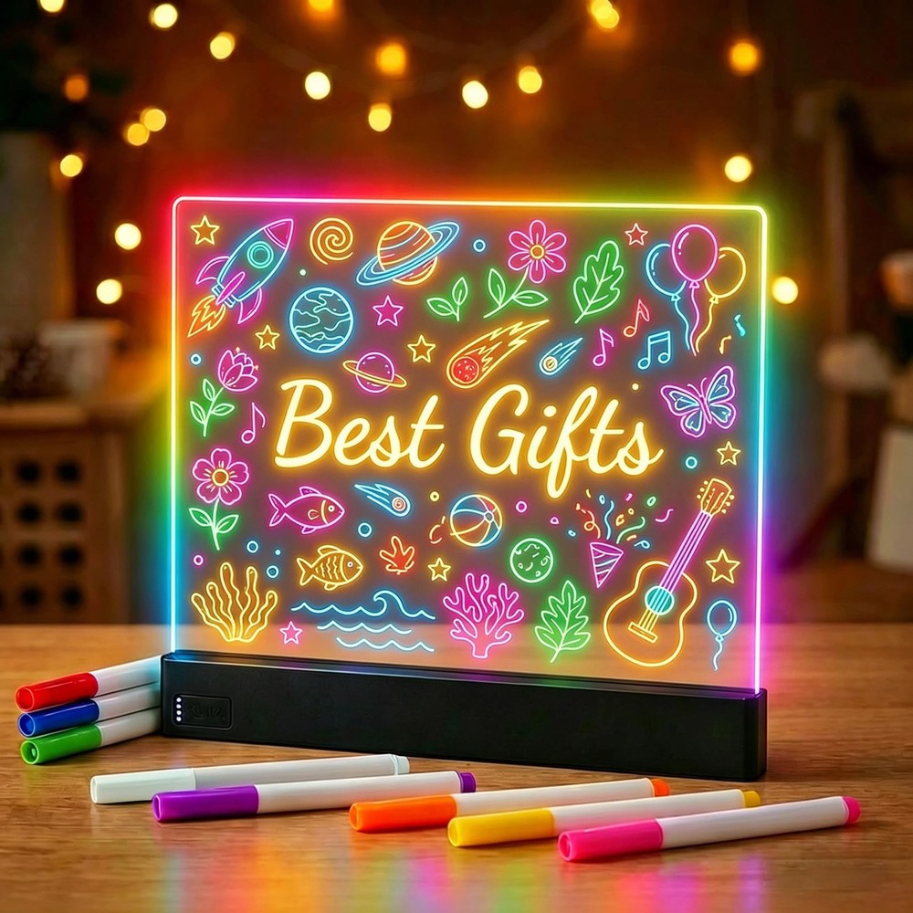16 Inch LED Note Board with 8 Dry Erase Markers for Kids Toys, Glow Drawing B…