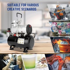 High-Performance Oil-Free Airbrush Compressor 3L with Moisture Trap & Regulator