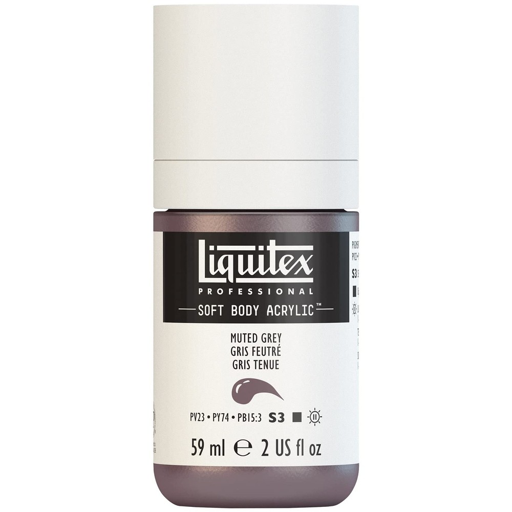 Professional Soft Body Acrylic Paint 59ml 2-oz Bottle Muted Grey Color