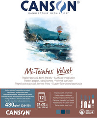 Mi-Teintes Velvet Drawing Paper Pad, Cool Tones, Assorted Colors, Glue