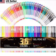 Taotree Glitter Gel Pens, 36 Color Neon 1 Count (Pack of 36), 36 Multicolor