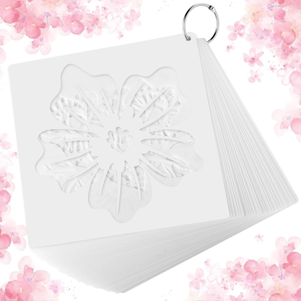 60 Pcs 6×6 Inch Flower Stencils for Painting on Wood Reusable Floral Bird Wal…