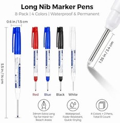 8Pcs Deep Reach Markers Waterproof Deep Hole Marker Pens 34mm Construction Marke