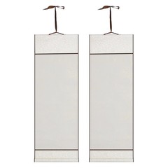 37.4″ x 12.6″ 2 Pcs Blank Hanging Scroll Paper Wood Rod, Light Gray