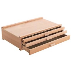US Art Supply® 3-Drawer Artist Wood Pastel, Pen, Marker Storage Box