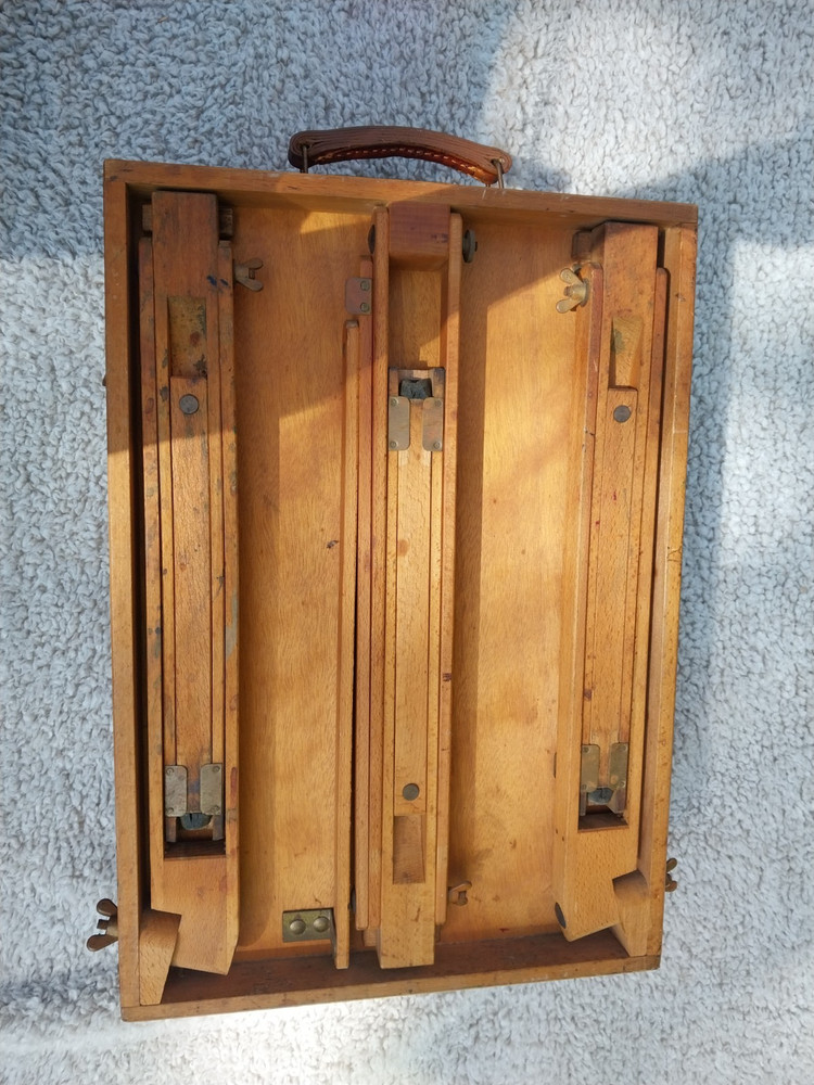 Vntg French Grumbacher Artist’s Portable Compact Travel Field Easel Wooden 286