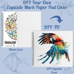 Alcohol Marker Paper Pad 8.3×8.9in, Double Sided, 30 Sheets,Smooth Paintin White