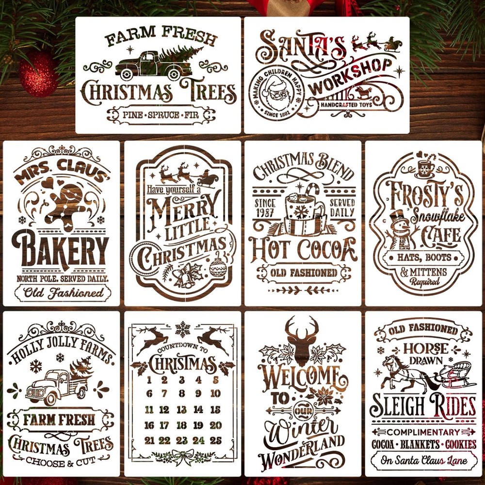 Christmas Stencils for Crafts Reusable A4 Christmas Stencil Holiday Stencils …