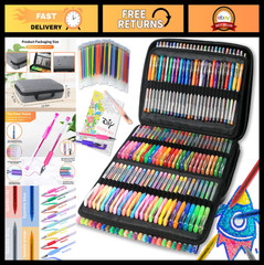 320 Pack Gel Pens for Adult Coloring – 160 Colors, Fine Tip, Metallic Glitter, A