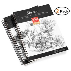 2 Pack AGPtEK Art Sketchbook Spiral Bound Pads 100 Sheets Drawing Paper 9″ x 12″