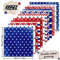24 Sheet Patriotic Pattern Paper Watercolor Star Firework Scrapbook Specialty Pa