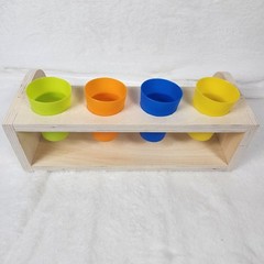 Wooden Tabletop Paper Roll Dispenser Kids Art Easel with Four Pencil Holder Cups