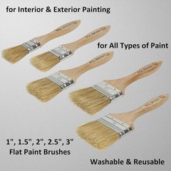 Set of 5 1, 1.5, 2, 2.5, 3 Inch Flat Paint Brushes – High European Quality – …