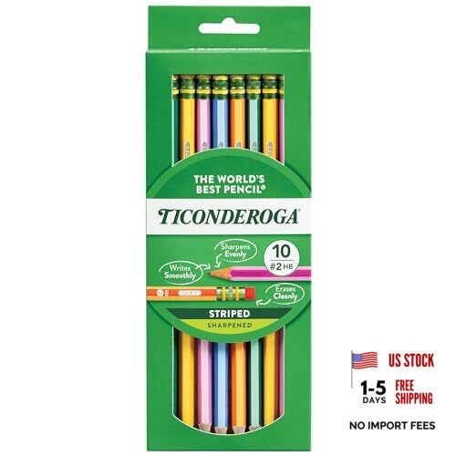 X13910 Striped Wood-Cased Pencils, 2 10 Count (Pack of 1) Writing Instrument