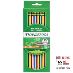 X13910 Striped Wood-Cased Pencils, 2 10 Count (Pack of 1) Writing Instrument