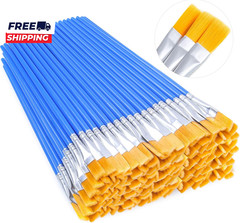 100 Small Paint Brushes Bulk Flat Top Acrylic Classroom Brush Paint Brushes