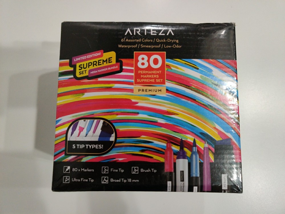NEW Arteza Permanent Markers Ultimate Supreme Set | Assorted – 80 Pieces Sealed