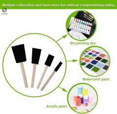 25 Pack Foam Paint Brush Set Assorted Sizes Wood Handle Craft Painting Tools New