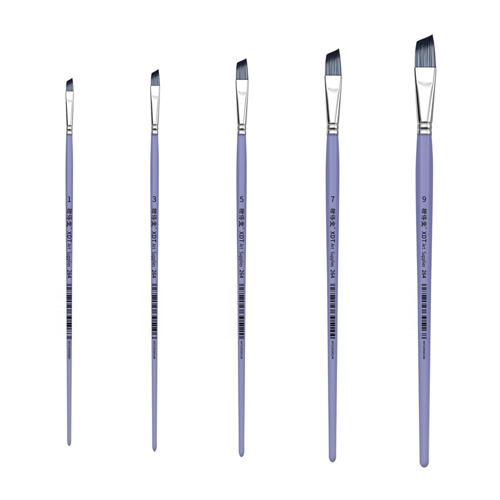 XDT#264 Angular Tip Paint Brush ExStiff Nylon Oil Acrylic Watercolor #1#3#5#7#9