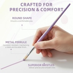 Professional Paint Brush Set, 12 Pcs Round Artist Paint Brushes for , Oil, Go…