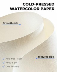 Jusart Watercolor Paper Pad 9″x12″, 300gsm/140lb, Cold Press Azure Cover