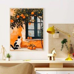 Orange Cat Paint by Numbers Kit for Adults 16×20 Inch DIY Canvas Art Decor Set