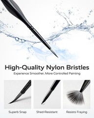 JusArt 10-Piece Detail Paint Brush Set, Miniature Brushes for Black
