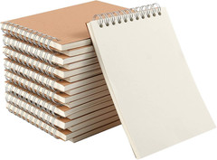 20 PCS A6 Size Top Spiral Bound Sketch Notebooks, Blank Kraft Brown Cardboard Co